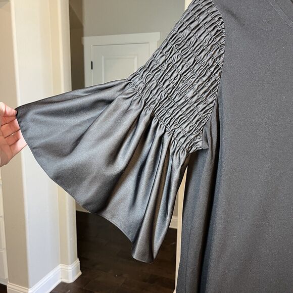 Kobi Halperin Women's Suzette Shift Dress Black Statement Sleeves XL Ruffle - Picture 7 of 11